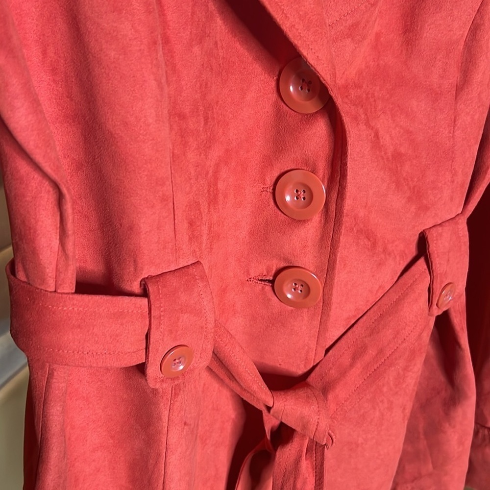 Cato Burnt Orange Faux Suede Belted Blazer Jacket Size Large - Picture 4 of 9